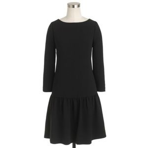 J Crew Black Crepe Drop Waist Career Dress 00